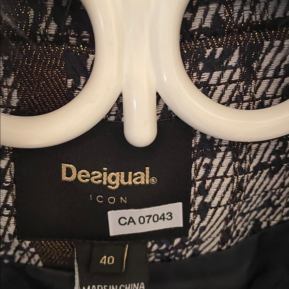 Desigual Women's Multicolor Patterned Coat with Fur Trim - Picture 2 of 5